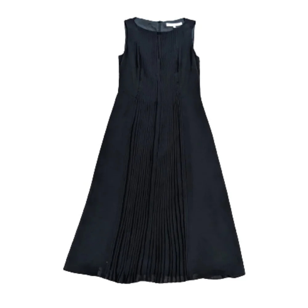 LK Bennett Black Pleated Sleeveless Midi Dress Size‎ 2 Keyhole